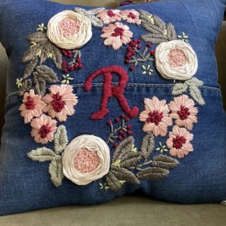 Personalized hand embroidered pillow